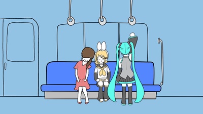 電車でひたすらもたれ掛かられるリンちゃん (feat. 鏡音リン & 初音ミク)のジャケット写真