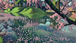 cherry blossoms flowing